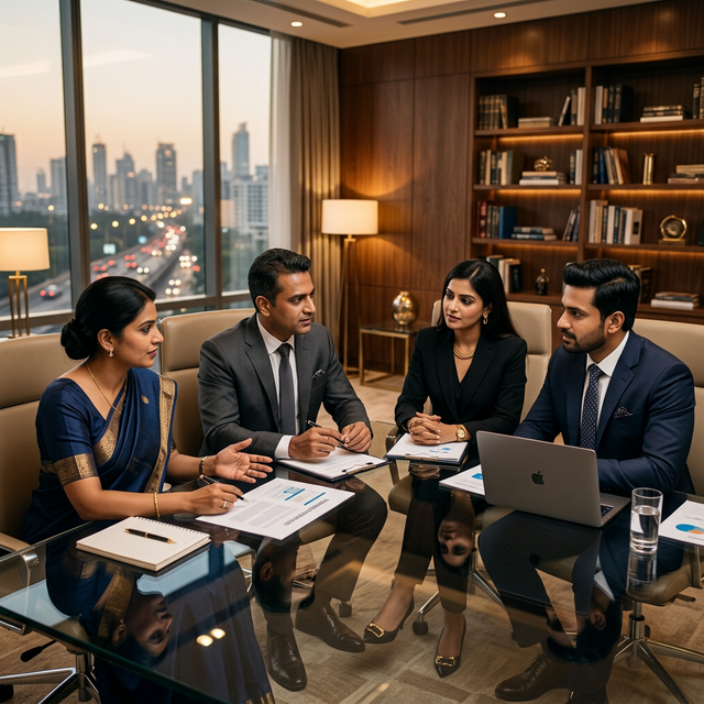 BIZZCURE advisory team — Indian business professionals in boardroom